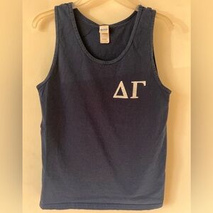 Gildan Navy Tank Top Delta Gamma Letters do good